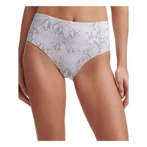 DKNY SWIM Women's White Snake Print Seam-Front High Waisted Swimsuit Bottom M